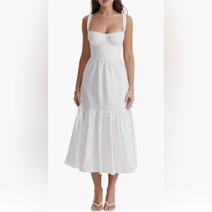 NWT House Of CB Elia White Floral Cotton Blend Corset Sun Dress